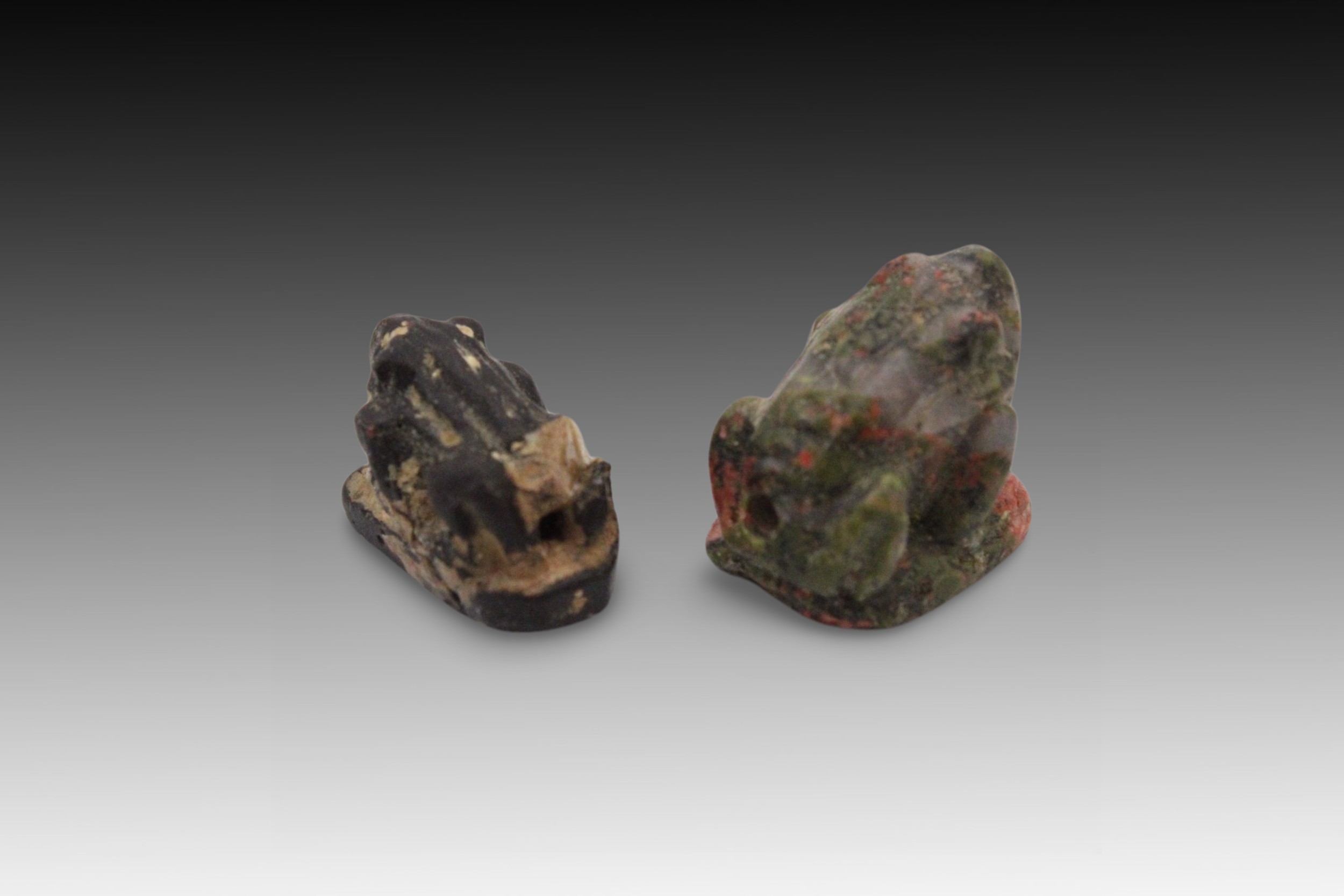 2 Ancient Egyptian Amulets- One Granite Frog, One Blackstone Frog Height of Granite Frog: Approxim - Image 2 of 2