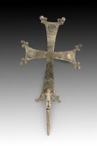 A Byzantine Bronze and Iron Processional Cross Probably Circa 7th-11th Century A.D Length: Approxim