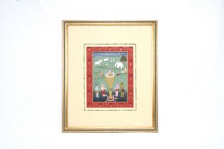 An Indian Hindu Painting of a Ritual With Frame Height: Approximately 54.5cm Length: Approximately