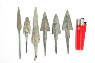 A Lot of 6 Luristan Bronze Arrowheads from 2000 BC - 1200 BC