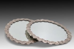 A Pair of Silver Mirrors from the Ottoman Period Height: Approximately 22cm Length: Approximately 1