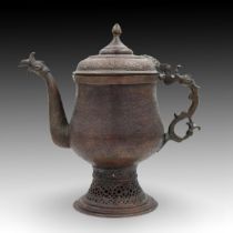 An Islamic Kashmiri Water Samovar or Kettle from the 19th Century made from Copper and Adorned with