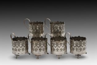 A Set of 6 EPNS (Electroplated Nickel Silver) Tea Glass Holders.