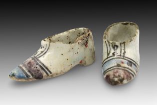 An Islamic Pair of Boots from the 19th Century from the Kütahya Province, made from Pottery Height