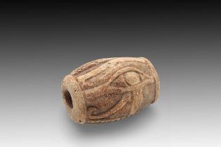 An Ancient Egyptian Terracotta Bead with the Eye of Horus from 664-332 BC. Height: Approximately 3.