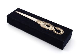 An Indian Silver Letter Opener with Filigree Work Length: Approximately 19.5cm Width: Approximatel