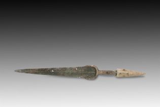 An Ancient Bronze Dagger from Circa 1800-600 BC from Luristan with a Stone Handle Length: Approxima