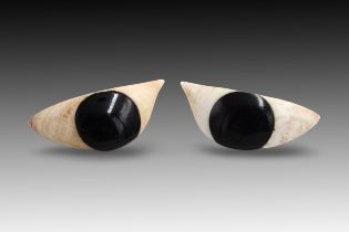 An Egyptian Pair of Marble and Obsidian Eyes