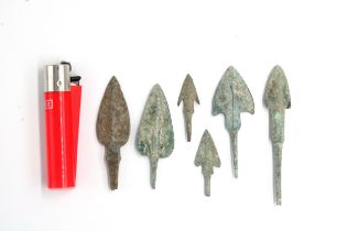 A Lot of 6 Luristan Bronze Arrowheads from 2000 BC - 1200 BC