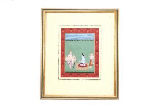 An Indian Hindu Painting of a Ritual With Frame Height: Approximately 54.5cm Length: Approximately