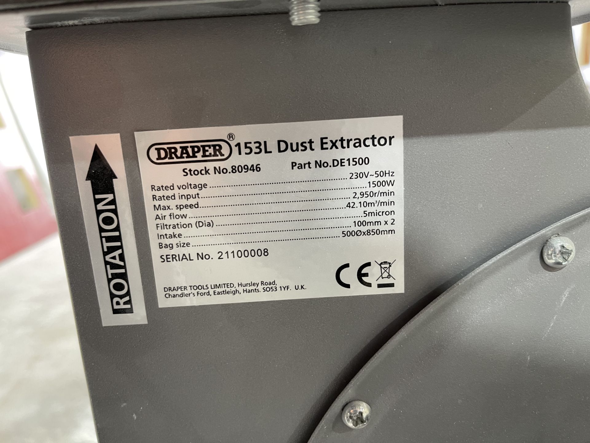 DRAPER 240V Dust Extractor - Image 3 of 3
