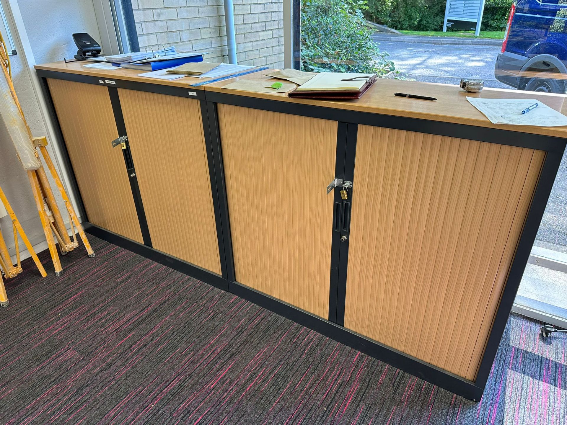 2 X Lockable Filing Cabinets - Metal Framed. Wood Effect Top- 1200 Wide 1050 Height 450 Depth - Image 2 of 2