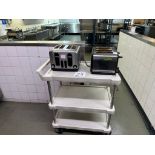Plastic Serving Trolly with Russell Hobbs Toaster, Asda Toaster