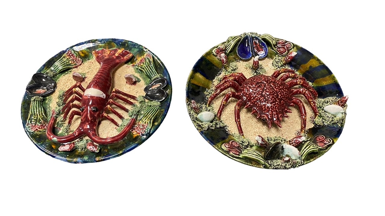 Two Majolica dishes - a crab and a lobster. - Image 2 of 7