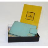 Fendi – a boxed vintage Fendi green/turquoise leather button clasp wallet, in Fendi box with Fendi