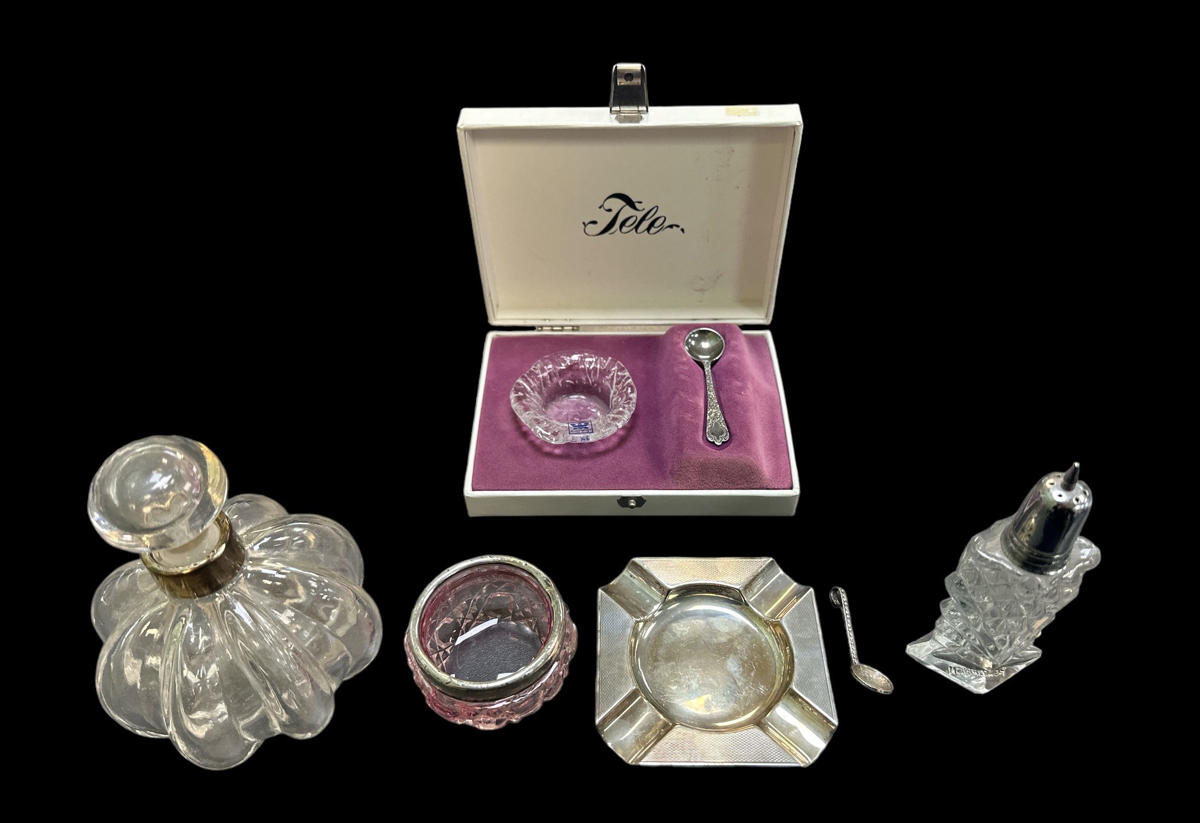A selection of various silver & silver plated/colour items to include; a hallmarked silver