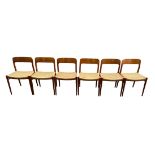 Niels Otto Moller six Model 75 teak dining chairs with extending table