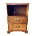 19th Century mahogany 2-drawer bedside cupboard/table, width 47cm, height 69cm, depth 40cm.