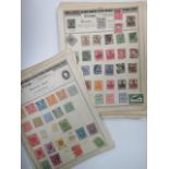 World stamp selection in three small childhood albums and on loose pages including British