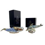 Two Royal Crown Derby paperweights - Oceanic whale, Collectors Guild exclusive with gold stopper,