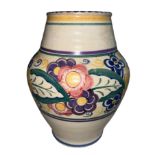 Carter Stabler Adams Poole Pottery – A large c.1930’s Art Deco vase in the EM pattern painted by