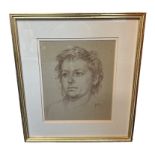 John Blizzard (British) – Pair of framed chalk on paper portraits by local artist John Blizzard,