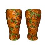 Sylvac, pair of autumnal orange and green leaf vases (5502). Stamped Sylvac Made in England,