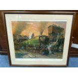 Terence Cuneo. Winston Churchill locomotive framed print, limited edition signed by artist, with