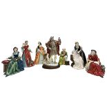 Royal Doulton Henry VIII and his six wives set, comprising Henry VIII HN 3350 No.748, Catherine of