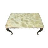 A Rococo style green Onyx topped coffee table on cabriole legs. Onyx a separate piece placed on