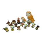 Beswick collection of birds (13) and animals (2) to include Blue Tit 992 (2), Blue Tit unnumbered,