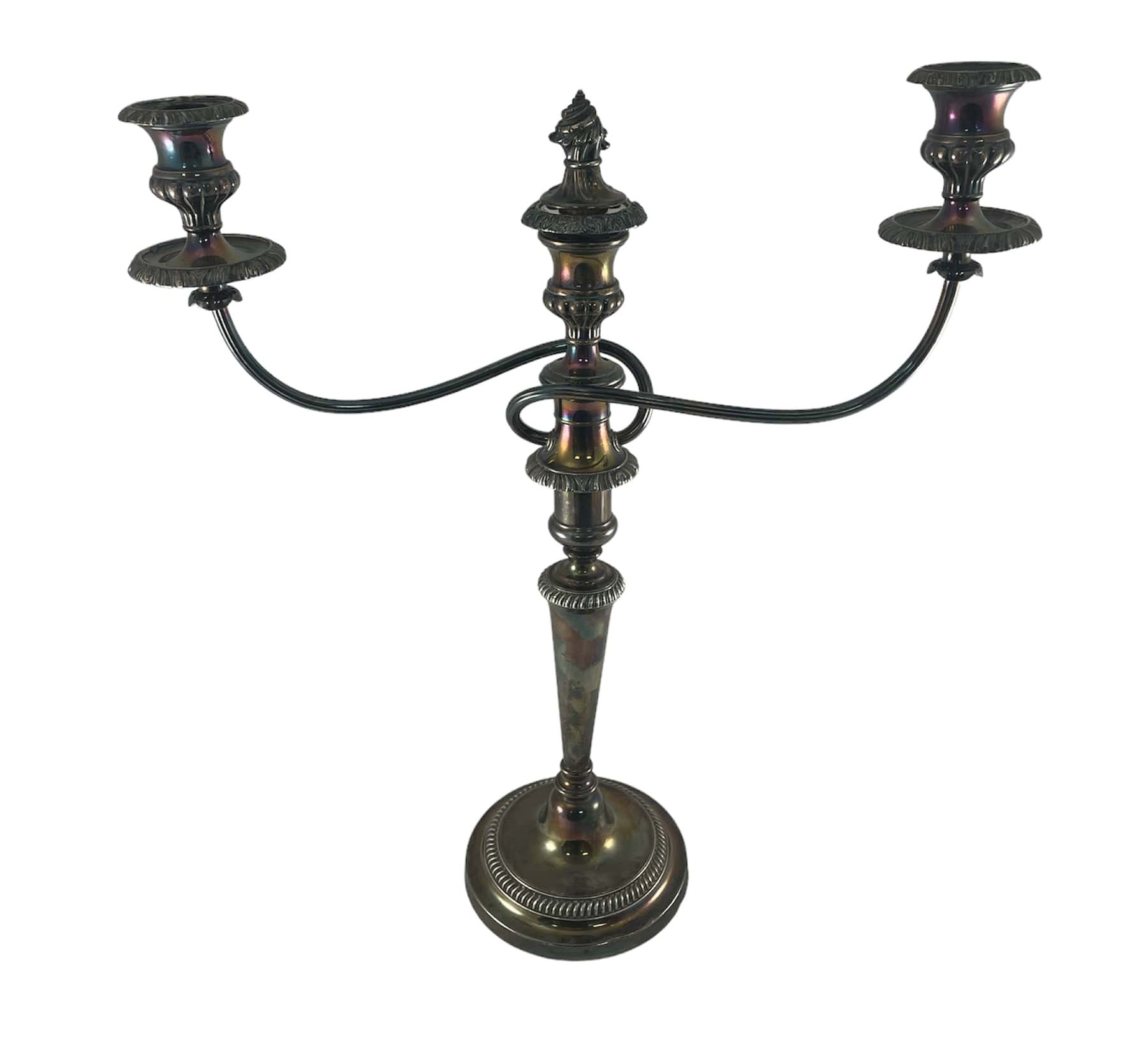 18th/ early 19th century Sheffield plate three light candelabra by Matthew Boulton, stamped with a - Image 2 of 2