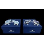 Two sets of Swarovski crystal Polar Bear Cubs - 'Siku White Opal' (9100 NR 000310) and 'Siku Crystal