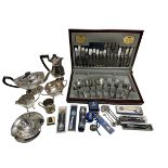A range of silver plated and other items, including a silver plated Art Deco coffee/ tea service,