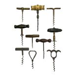 A selection of fourteen old corkscrews, various designs, including a Haig Scotch Whiskey