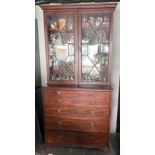 Late 18th/ early 19th Century astragal glazed mahogany secretaire bookcase, adjustable shelves, with