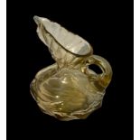 Galle Cristallerie Jug in dark amber tinted clear glass, multi-facet cut with applied wrythen