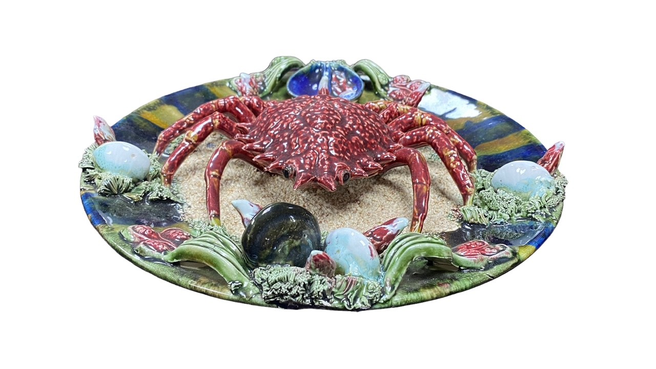 Two Majolica dishes - a crab and a lobster. - Image 7 of 7