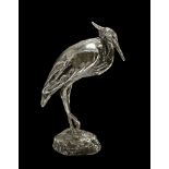 Laurence Broderick (British, b.1935) Heron Maquette in silver. Limited edition of 25. 14cm high.