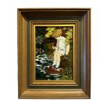 Susan Searle – An aesthetic pictorial enamel framed plaque by Susan Searle depicting a young boy