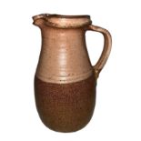 Richard Batterham (1936-2021) stoneware jug, unsigned, with Henley-In-Arden Gallery label to base,