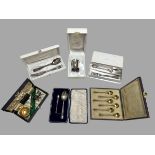 A range of silver, silver plate & white metal items including a boxed Christofle christening cup,
