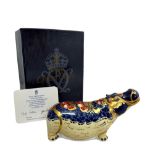Royal Crown Derby Hippopotamus Paperweight, Gold backstamp edition with gold stopper. 21 cm in