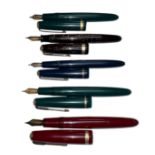 Parker fountain pens (5) all with 14ct gold nibs.