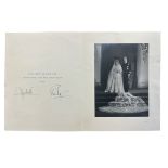 A signed 1947 Christmas Card from TRH Princess Elizabeth and The Duke of Edinburgh. A gilt