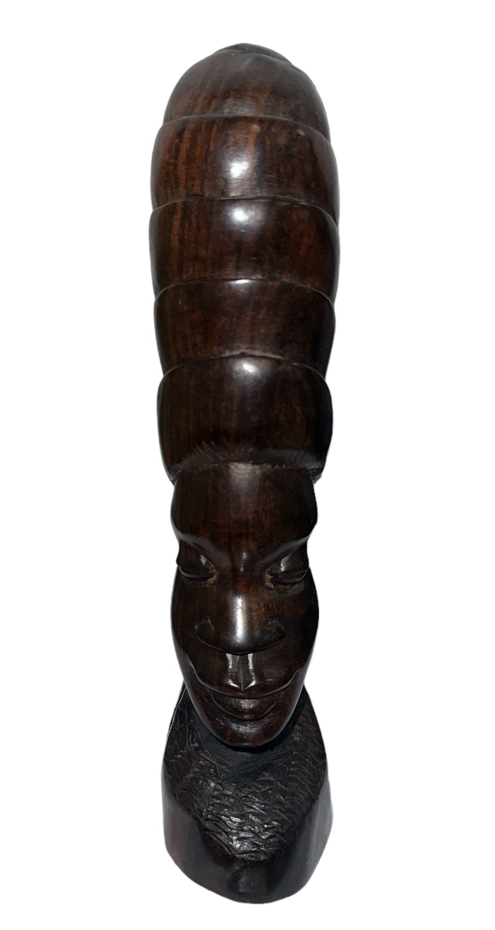 A standing African carved wooden sculpture in the shape of a woman’s head with a phallic design - Image 3 of 4