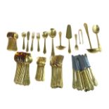 Large selection of SBS Bestecke 23/24 carat Gold Plated cutlery with; 12 knives, 13 forks, 10