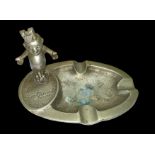 A novelty vintage metal Hotpoint Iron mascot ashtray, with a raised figural Hotpoint mascot