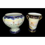 A pair of Oriental ceramic items to include; an early 20th Century hand enamelled and gilt vase