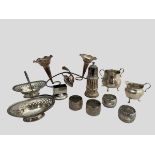 A number of silver items including two bon bon dishes with handles assayed Birmingham 1938, cream